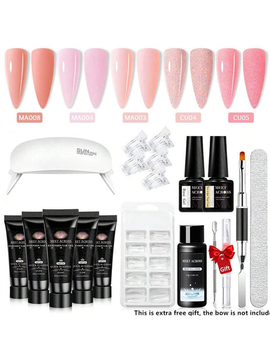 Nail Art UV Quick Extension Poly Gel Nail Kit 8 in 1