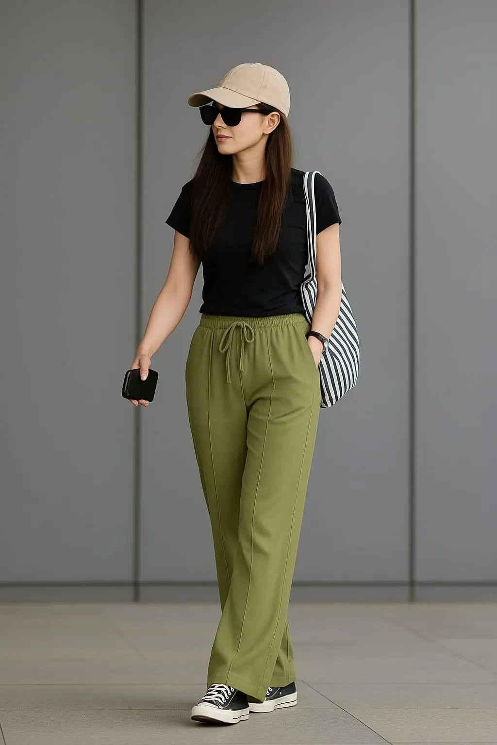 Olive Green Wide Leg Trousers - Effortless Style in Olive